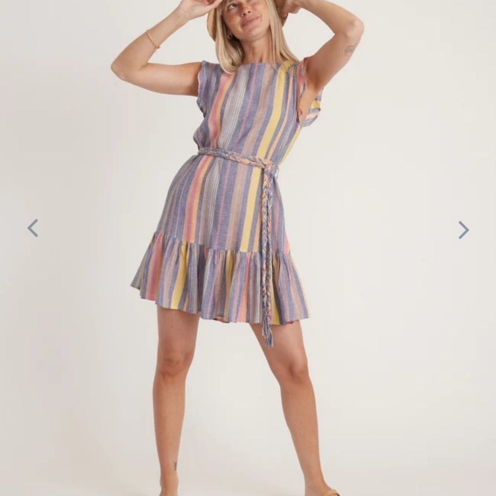 Marine Layer Laney Mini Dress In Blue Variegated Stripe - Picture 5 of 9